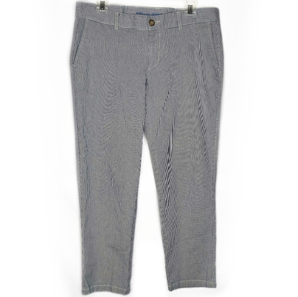 GAP Girlfriend Khakis White and Blue Striped - 8R
